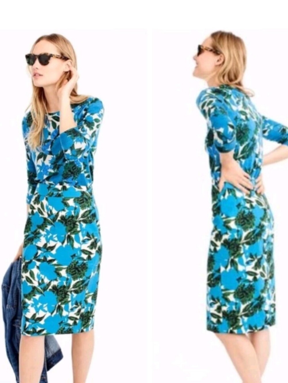NWT J.Crew No. 2 Pencil Skirt Floral Blue Green Tropical Print Women's Size 10